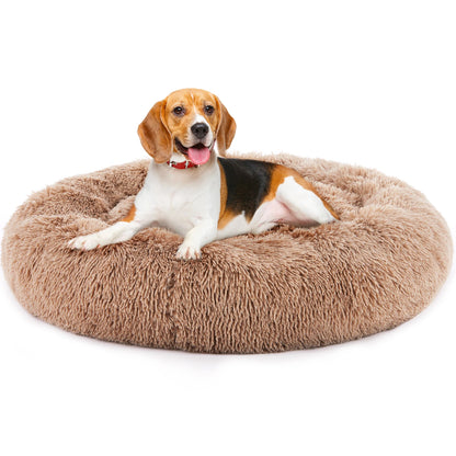 JHK Calming Dog Bed Washable Plush Faux Fur Cozy Comfort