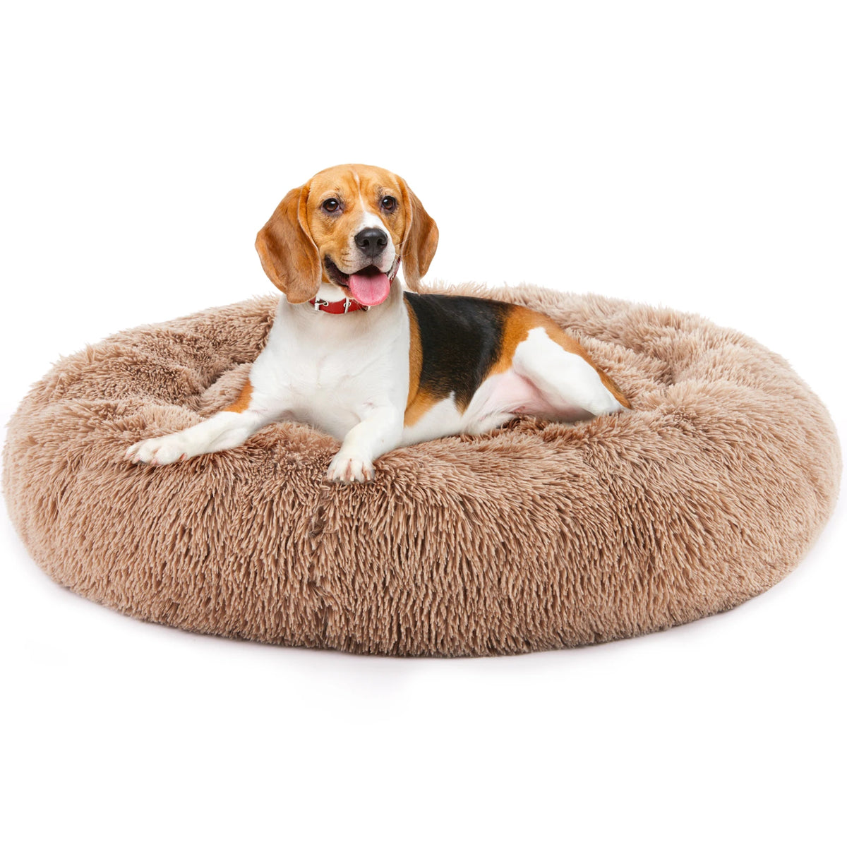 JHK Calming Dog Bed Washable Plush Faux Fur Cozy Comfort
