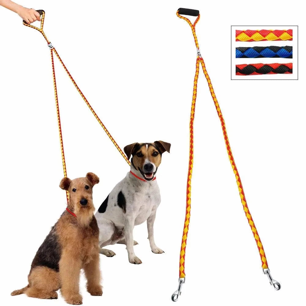 Pet Double Leash 360 Degree Rotation Knotless Pet Walking Leash With Double End Dog Walking Leash Nylon Free Safe Traction Ropes