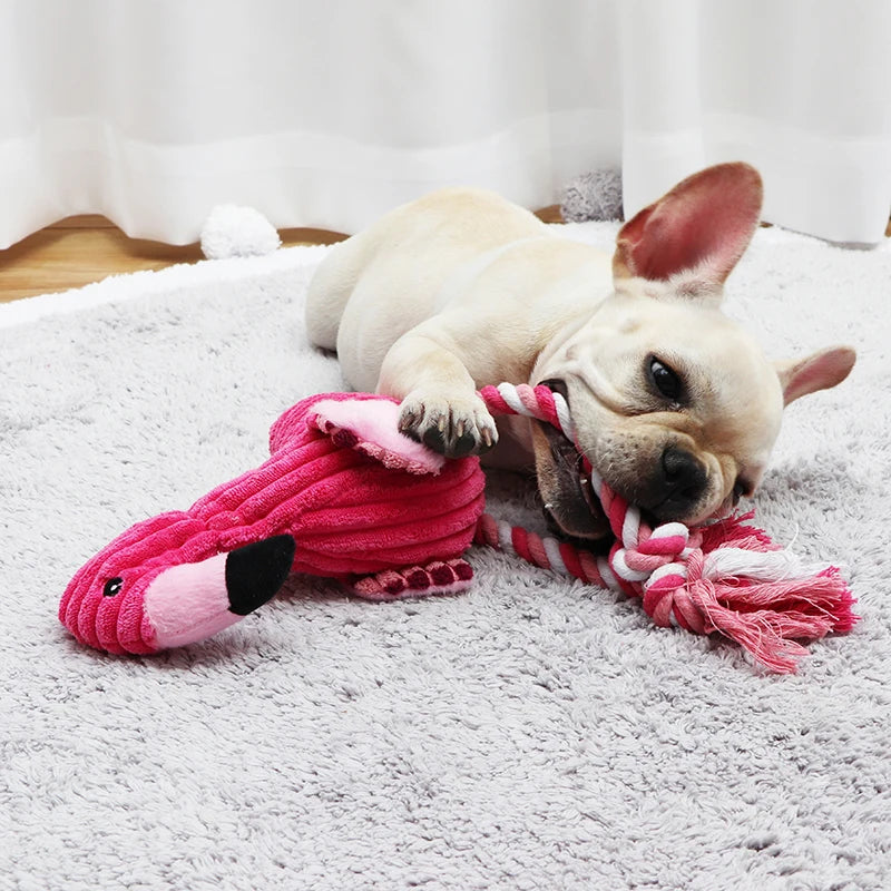Plush Flamingo Squeaky Dog Toy For Small Dogs Chew Toy