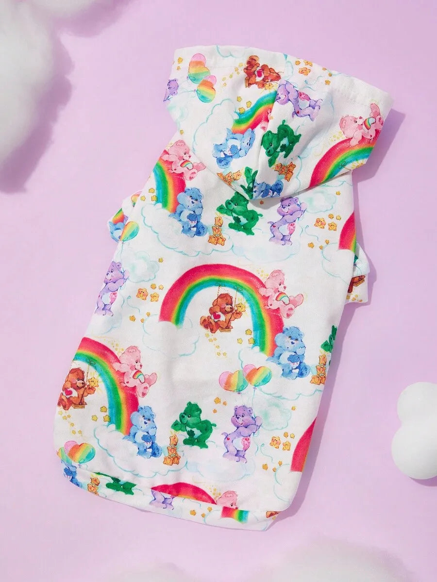 Rainbow Cloud Bear Print Pet Hoodie Sweatshirt for Dogs and Cats
