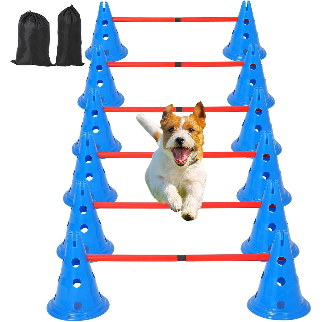 HiMISS Dog Agility Hurdle Cone Set 12 Cones 6 Rods