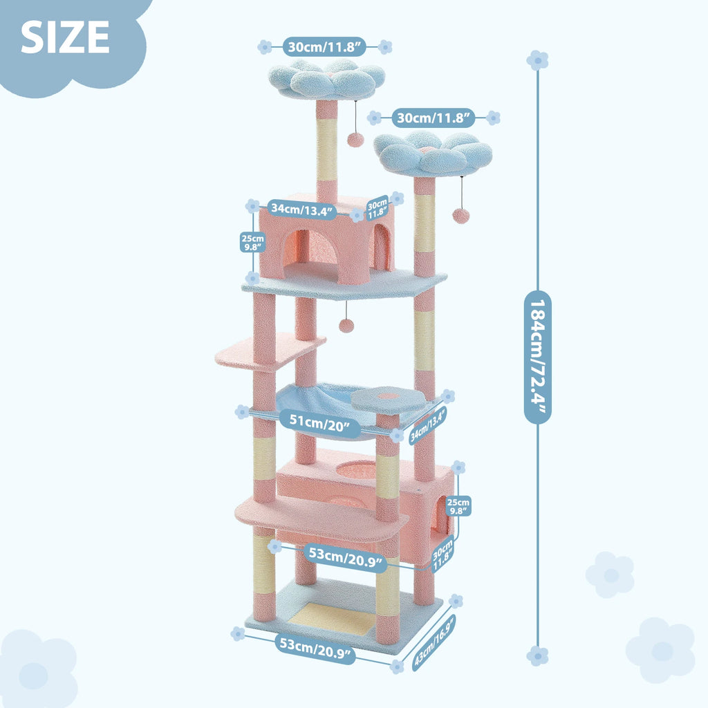 PETEPELACN Cat Tree Tower With Five Tier Sisal Posts
