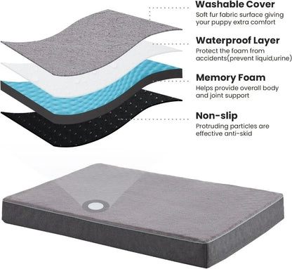 Orthopedic Memory Foam Dog Bed With Cooling Gel Crate Mat