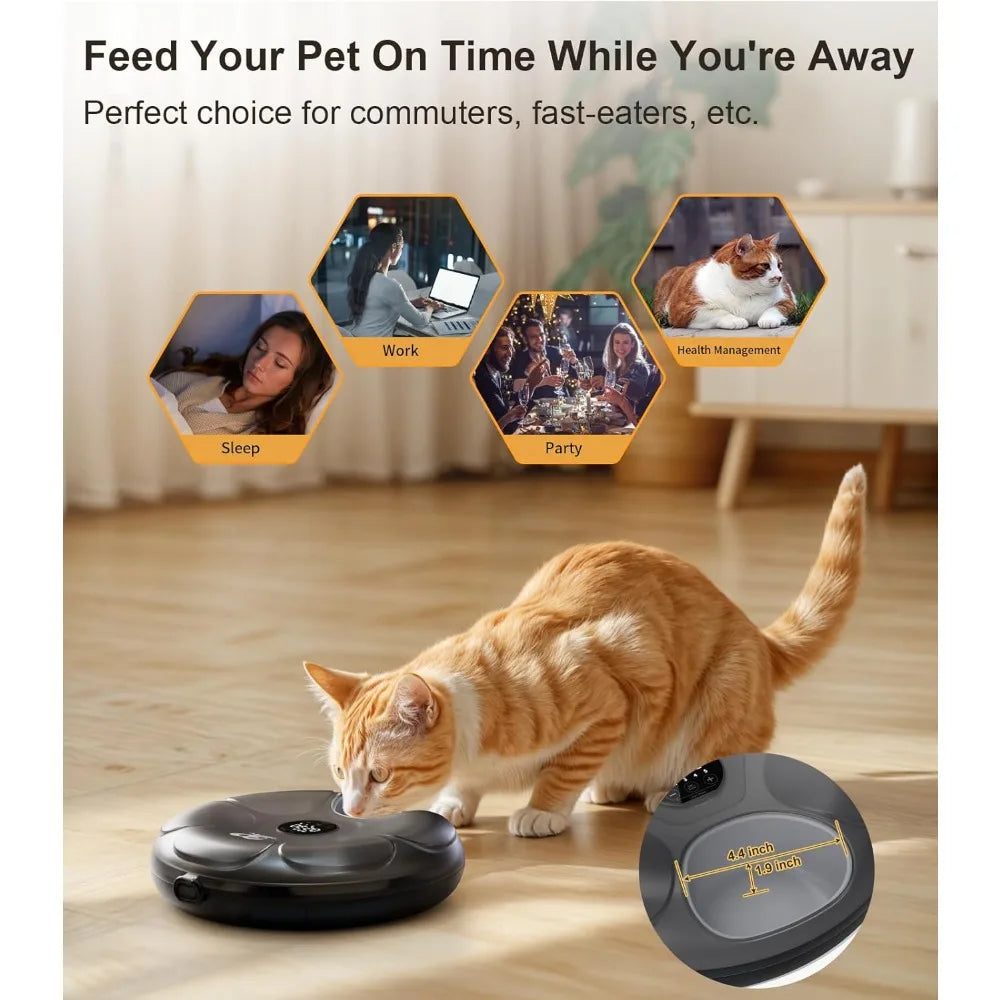 Free Delivery - Automatic Cat Feeder Cordless - Automatic Cat Food Dispenser for Wet Moist Food Rechargeable Auto Feede