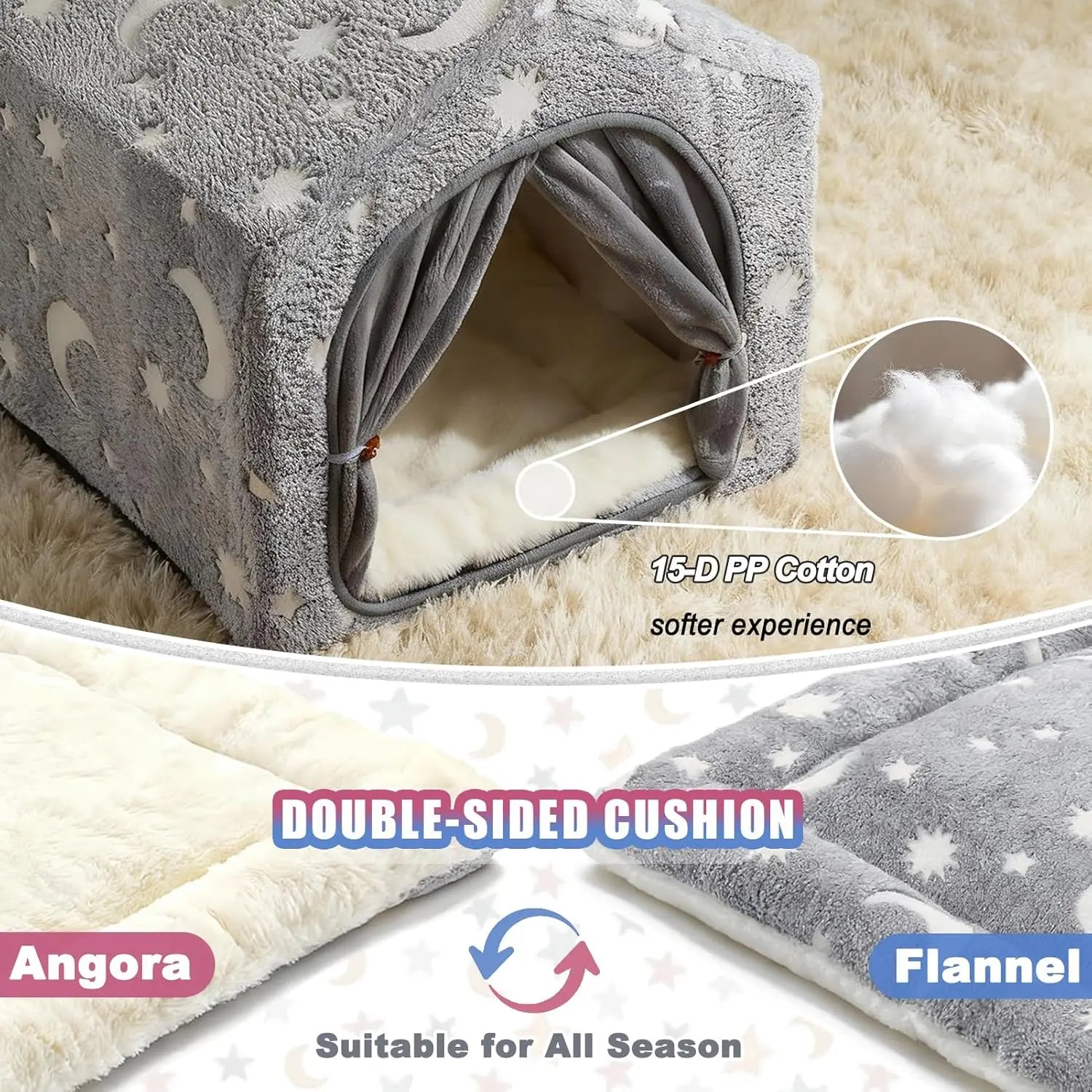 Night Luminous Star Dog Tent With Washable Cave Bed