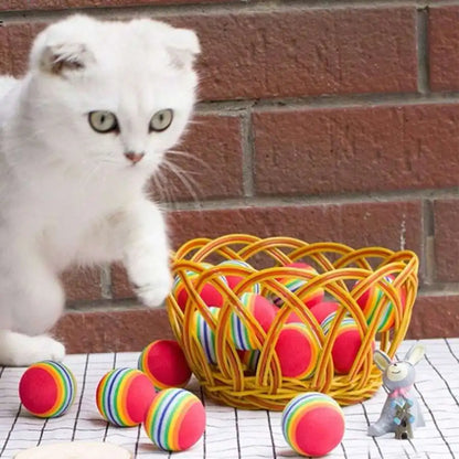 Rainbow Striped Soft EVA Foam Cat Toy Balls For Cats