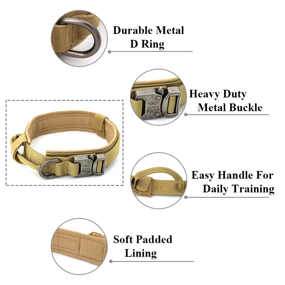 Adjustable Tactical Dog Training Collar And Leash Set Control Handle