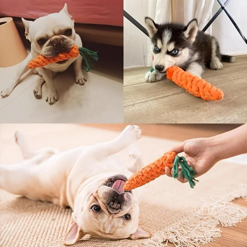 Carrot Knot Toy For Dogs Cats Premium Cotton Rope Chew