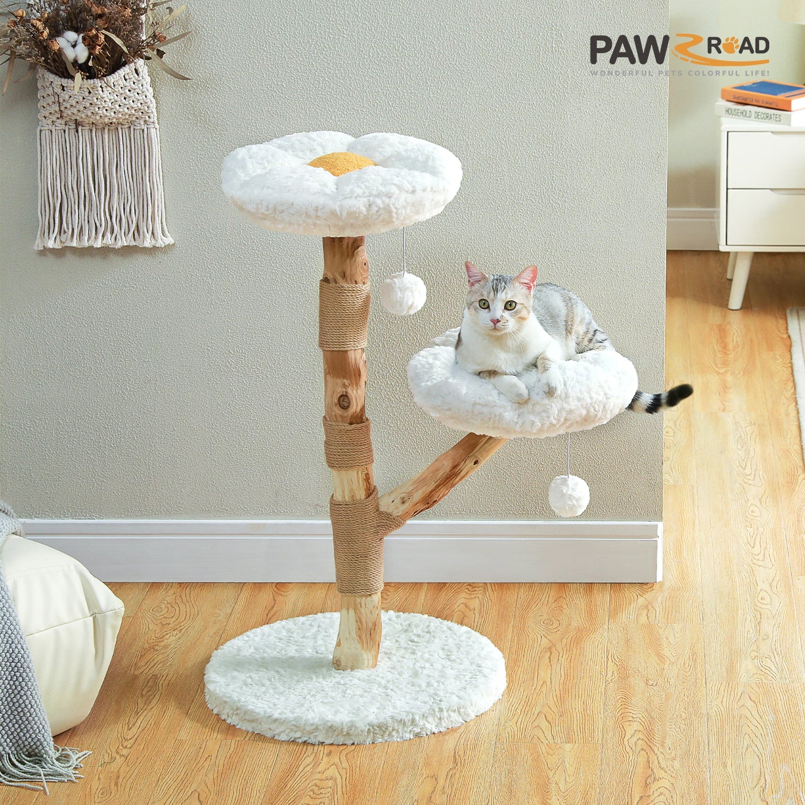 PAWZ Road Cat Tree Tower With Natural Wood Scratching Posts