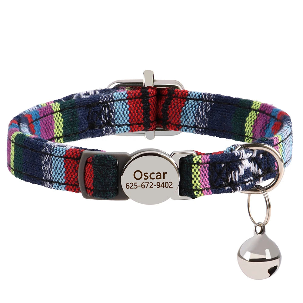 Free personalized kitten collar, engraved with pet dog's name, anti-lost, suitable for cats and small dogs, adjustable
