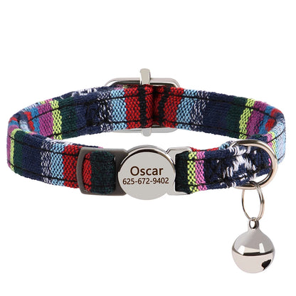 Free personalized kitten collar, engraved with pet dog's name, anti-lost, suitable for cats and small dogs, adjustable