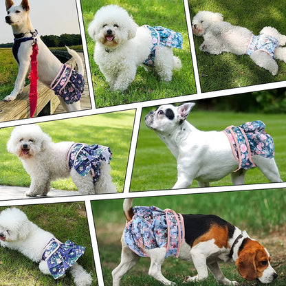 NONECN Adjustable Dog Diapers Female Reusable Washable Flower Pattern