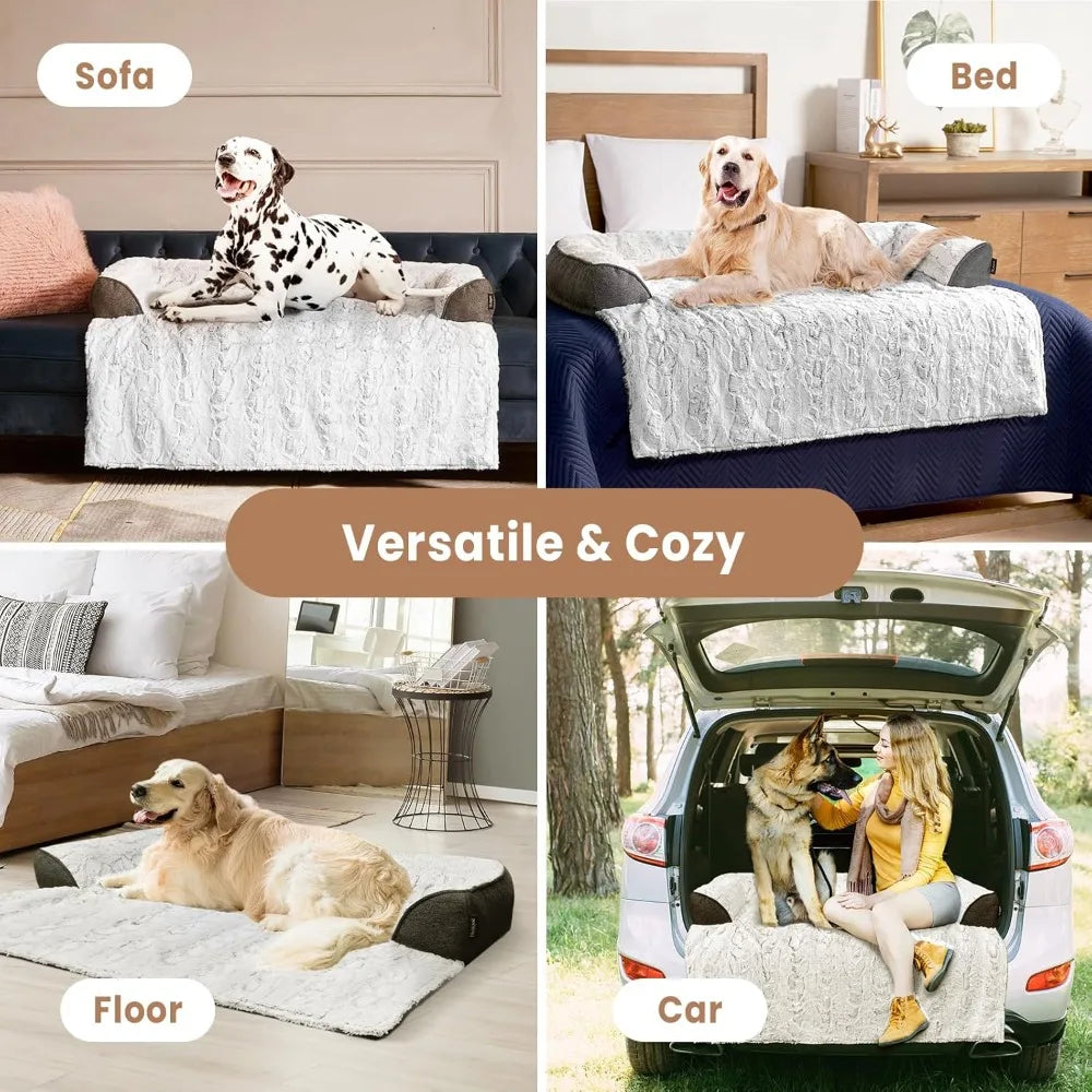 Dafify Cozy Faux Fur Dog Bed Sofa Protector Removable Cover
