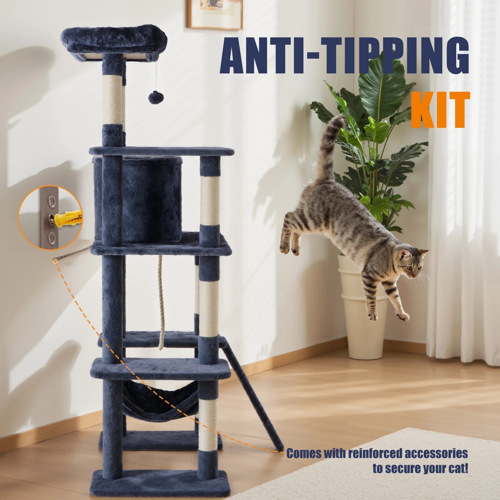 JHK Cat Tree Multi Cat Climbing Tower For Indoor Cats