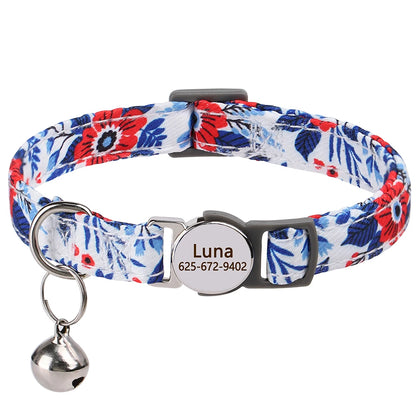 Free personalized kitten collar, engraved with pet dog's name, anti-lost, suitable for cats and small dogs, adjustable