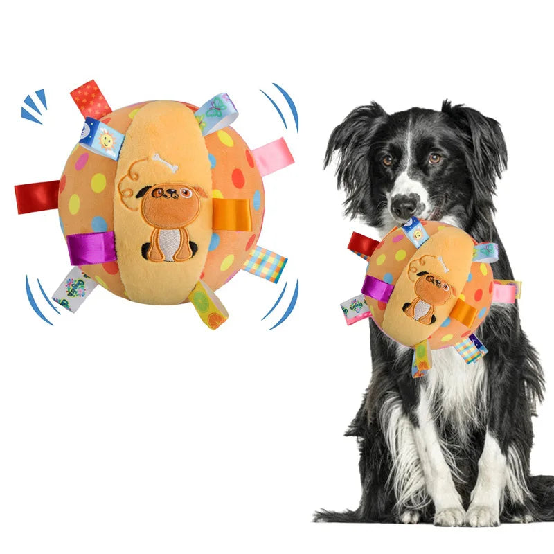 Aggressive Chewers Interactive Ball Dog Toy With Plush Handle