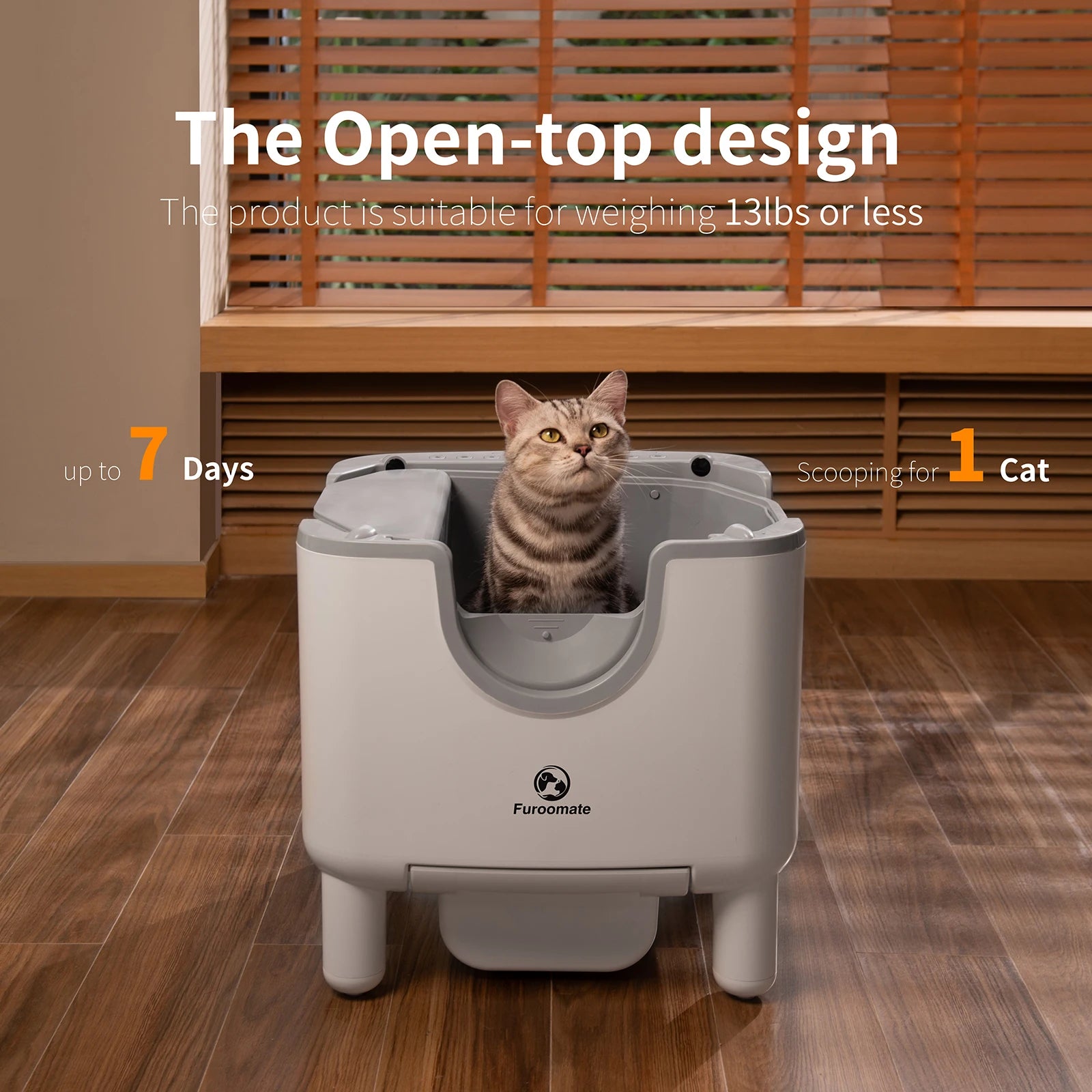 Furoomate F6 Self Cleaning Litter Box Open Top Cat Auto