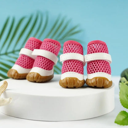 Su Dog Shoes Breathable Dog Net Shoes Soft PVC Hollow Out Dog Shoes Anti-Slip Dog Sandals Shoes Outdoor