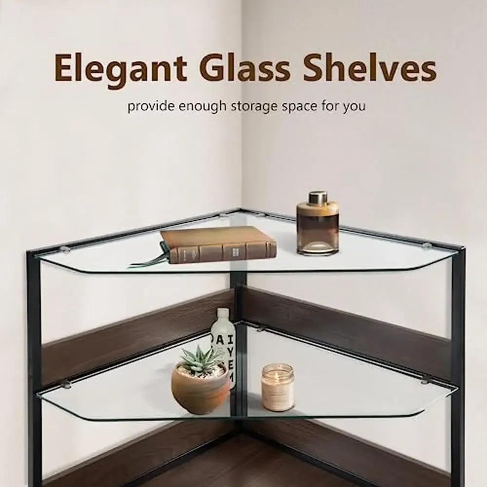 Wooden Corner Dog Crate Furniture Glass Shelves Kennel Pet Indoor CN17 White Brown Display Cabinet Safe Anti-Tip Straps Locks
