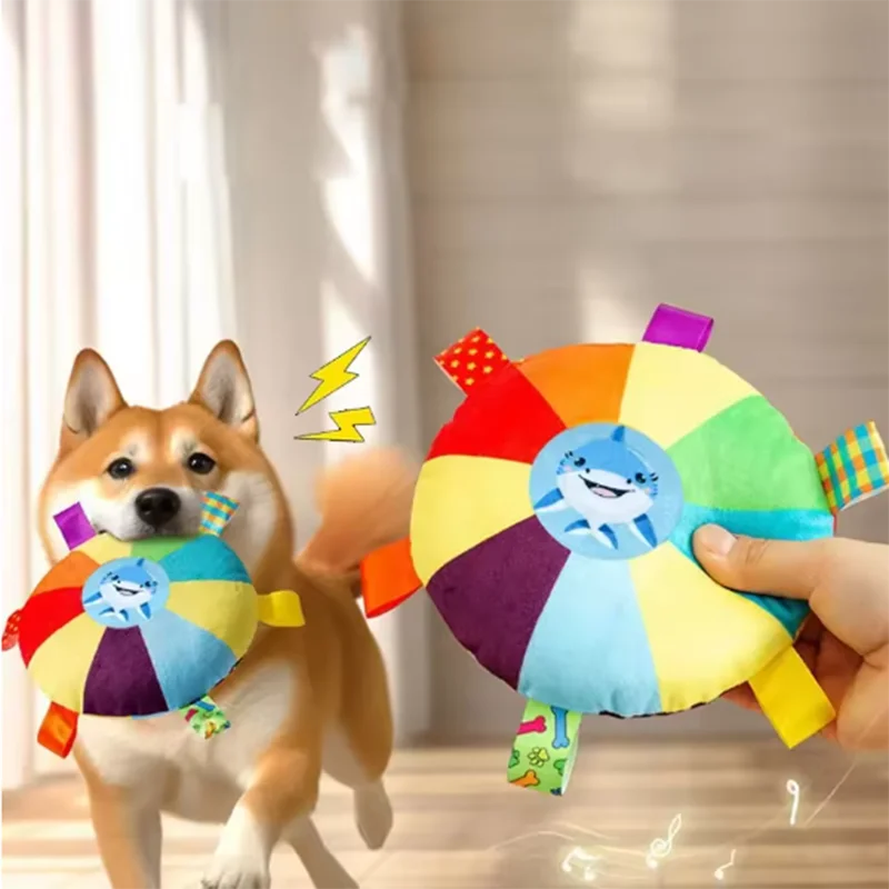 Hot Dog Plush Toy Bell Cartoon Puppy Teeth Grinding Toy