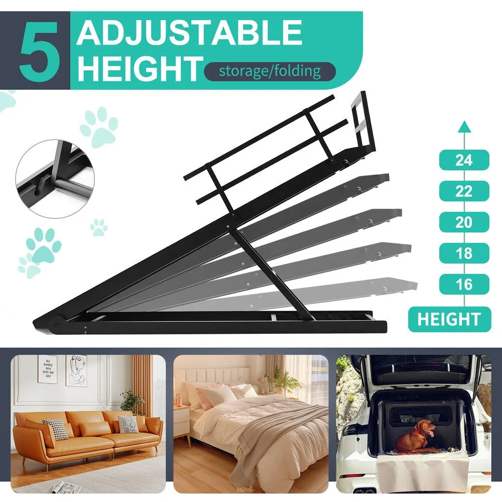 NONEDog Door Adjustable Dog Ramp For Bed Car Couch
