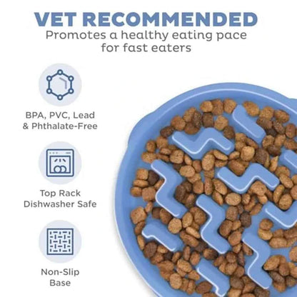 Fun Feeder Slo Bowl 4‑Cup Capacity, Slow Feeding, to Dogs, Non‑Slip,,Notch Pattern