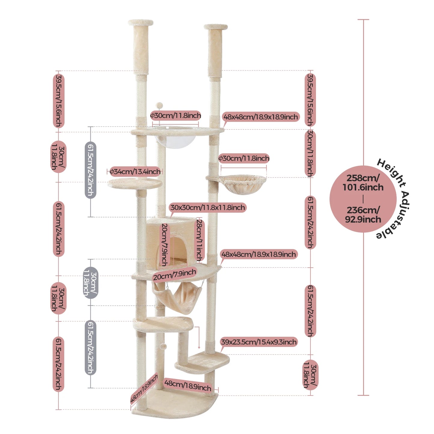 PAWZ Road Multi Level Tall Cat Tree For Indoor Cats