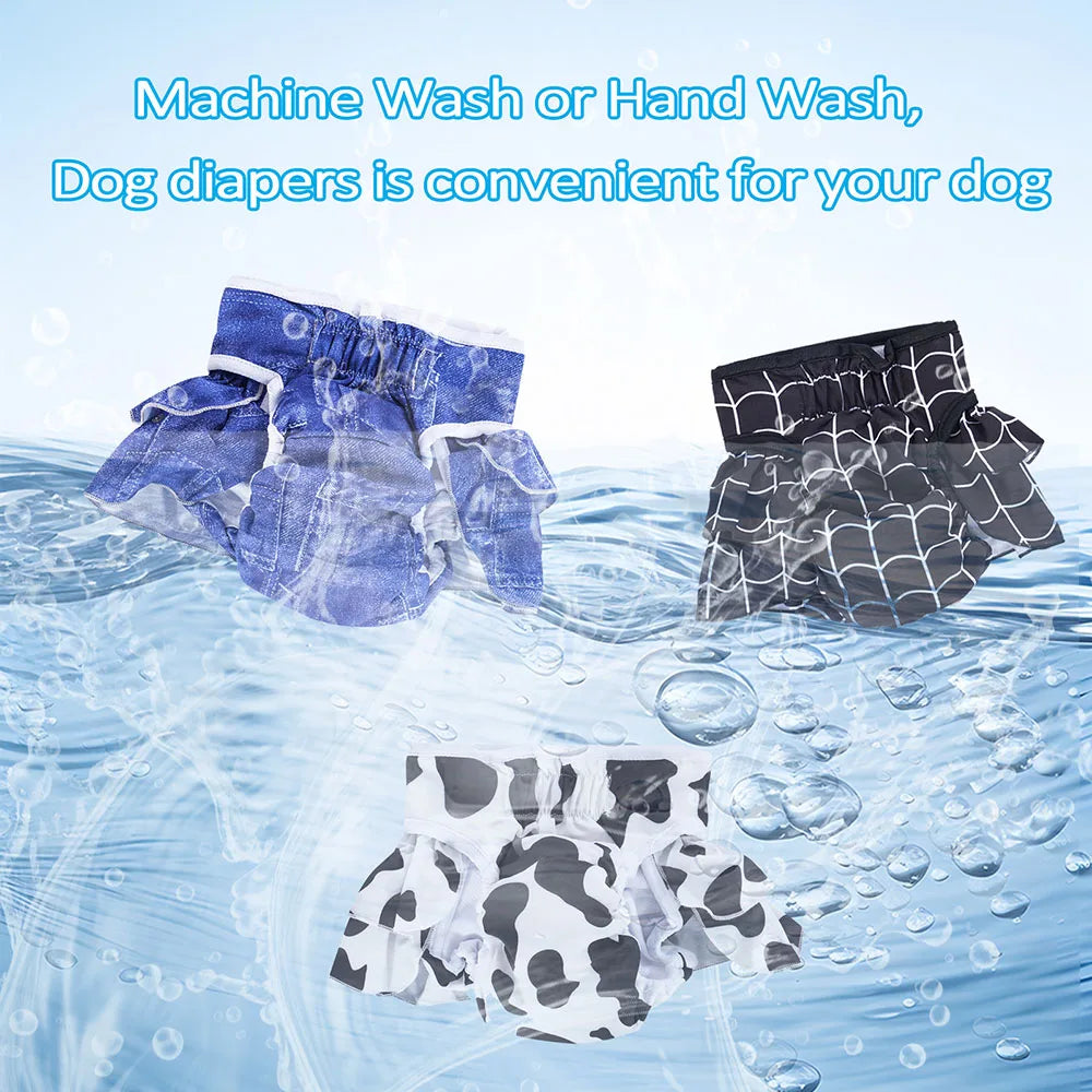 Reusable Female Dog Diapers Washable Premium Doggie Diaper for Girls Dogs Highly Absorbent Dog Shorts for Pet Heat Incontinence