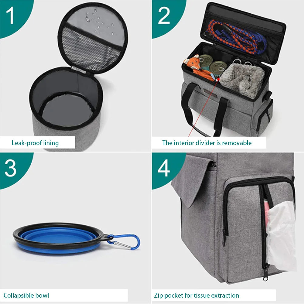 TWISTER.CK Dog Travel Bag Backpack With Food Bags And Bowls