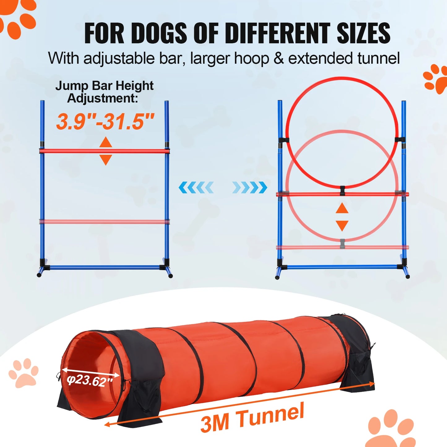Dog Agility Training Equipment 5 Piece Set With Adjustable Hurdles