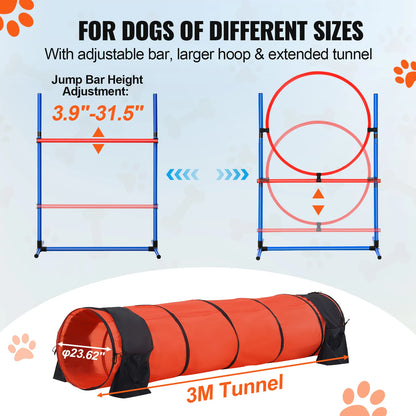 Dog Agility Training Equipment 5 Piece Set With Adjustable Hurdles