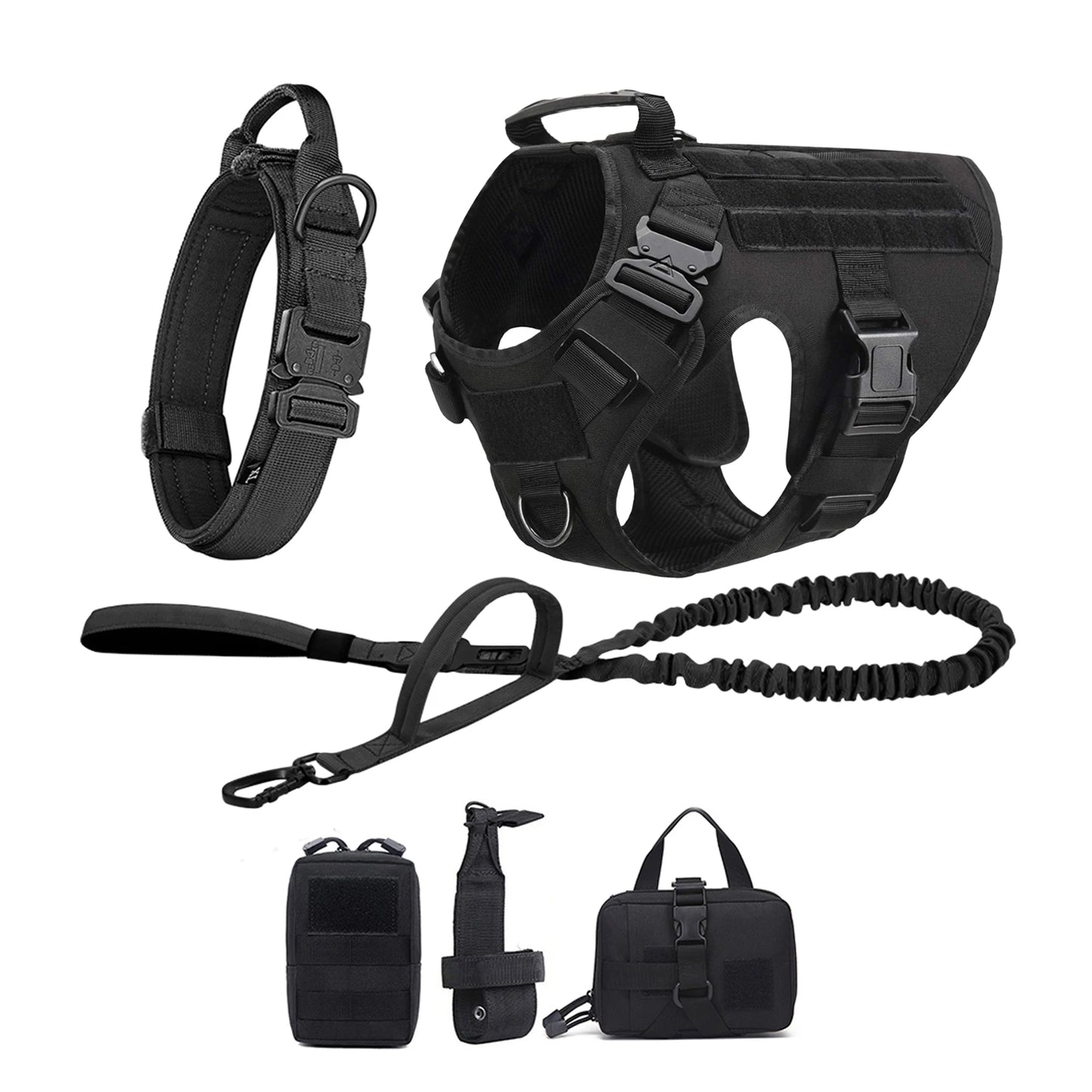 PETRAVEL Tactical Dog Harness Leash Molle Pouches For German Shepherds