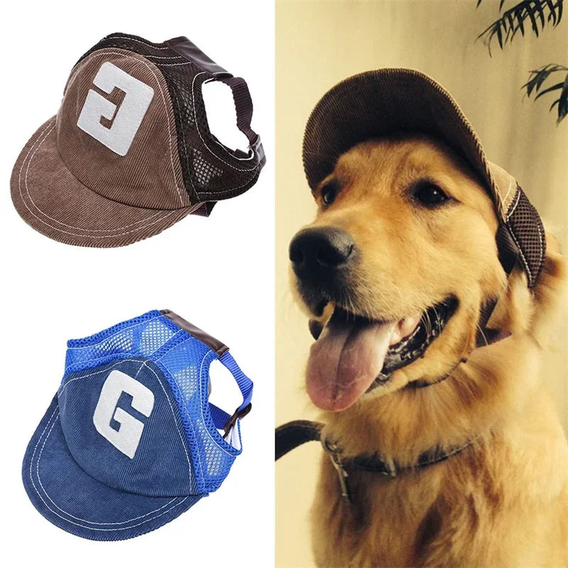 Adjustable Dog Hat with Ear Holes for Small Medium Large Dogs - Baseball Cap Sunscreen Outdoor Sports Pet Headwear