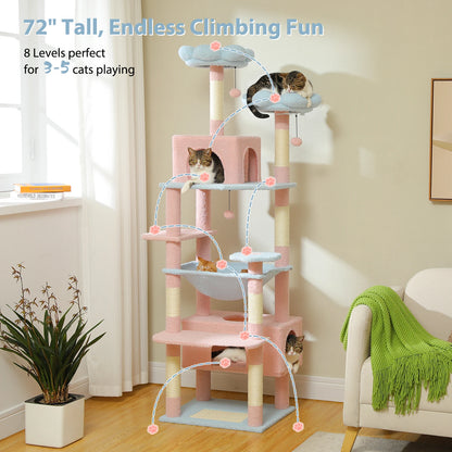 PETEPELACN Cat Tree Tower With Five Tier Sisal Posts
