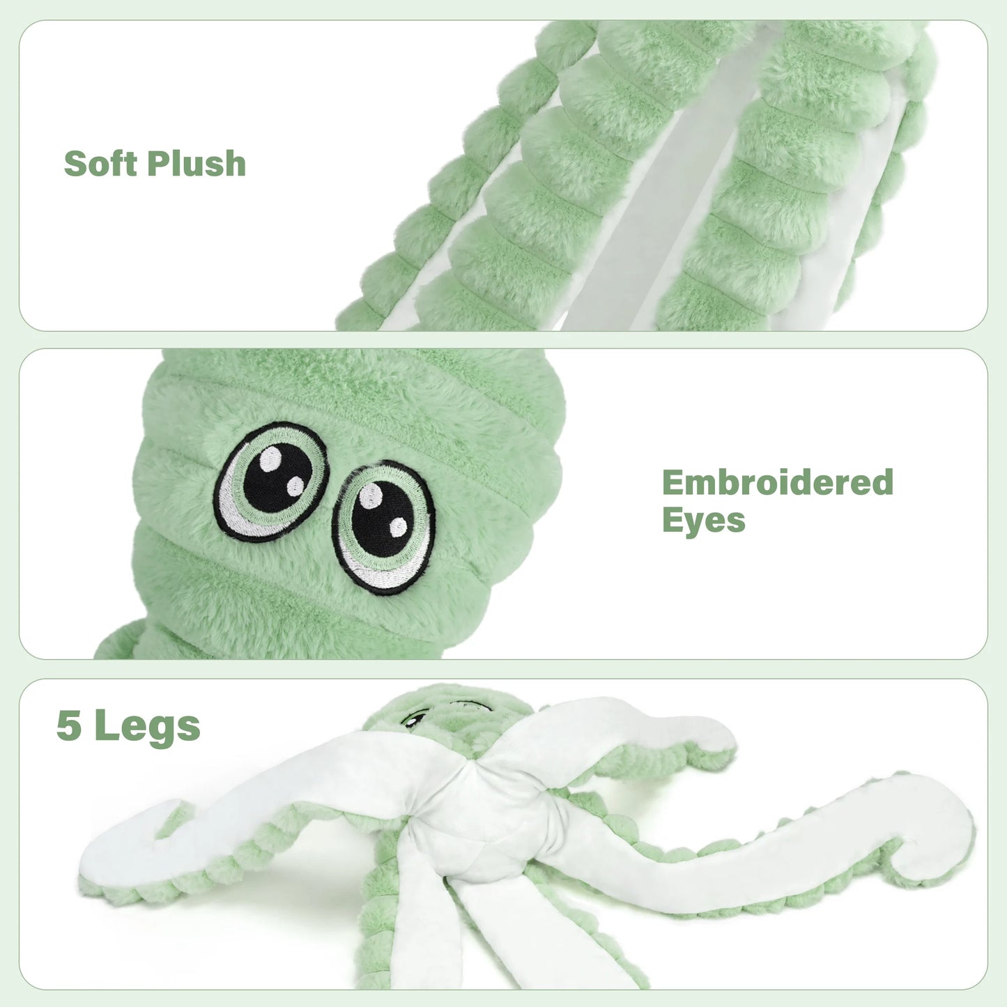 Hign-concerned Octopus Design Squeaky Plush Dog Toy Grinding Teeth Chew Interactive Pet Toy