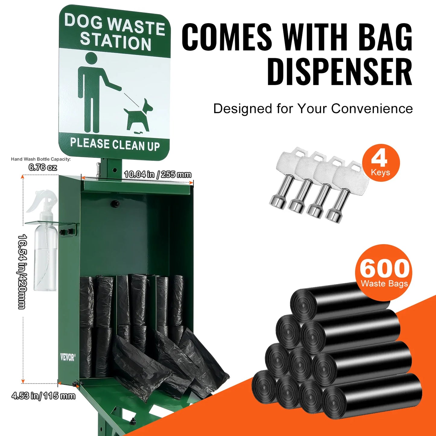 Dog Waste Station With Hand Wash Bottle Bag Dispenser Outdoor