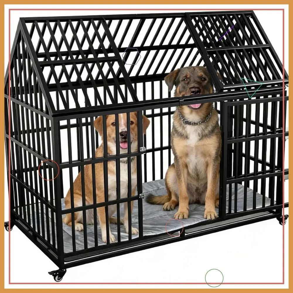 HeavyDuty Dog Crate With Mat For Dogs Double Door Design