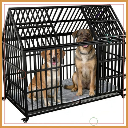 HeavyDuty Dog Crate With Mat For Dogs Double Door Design
