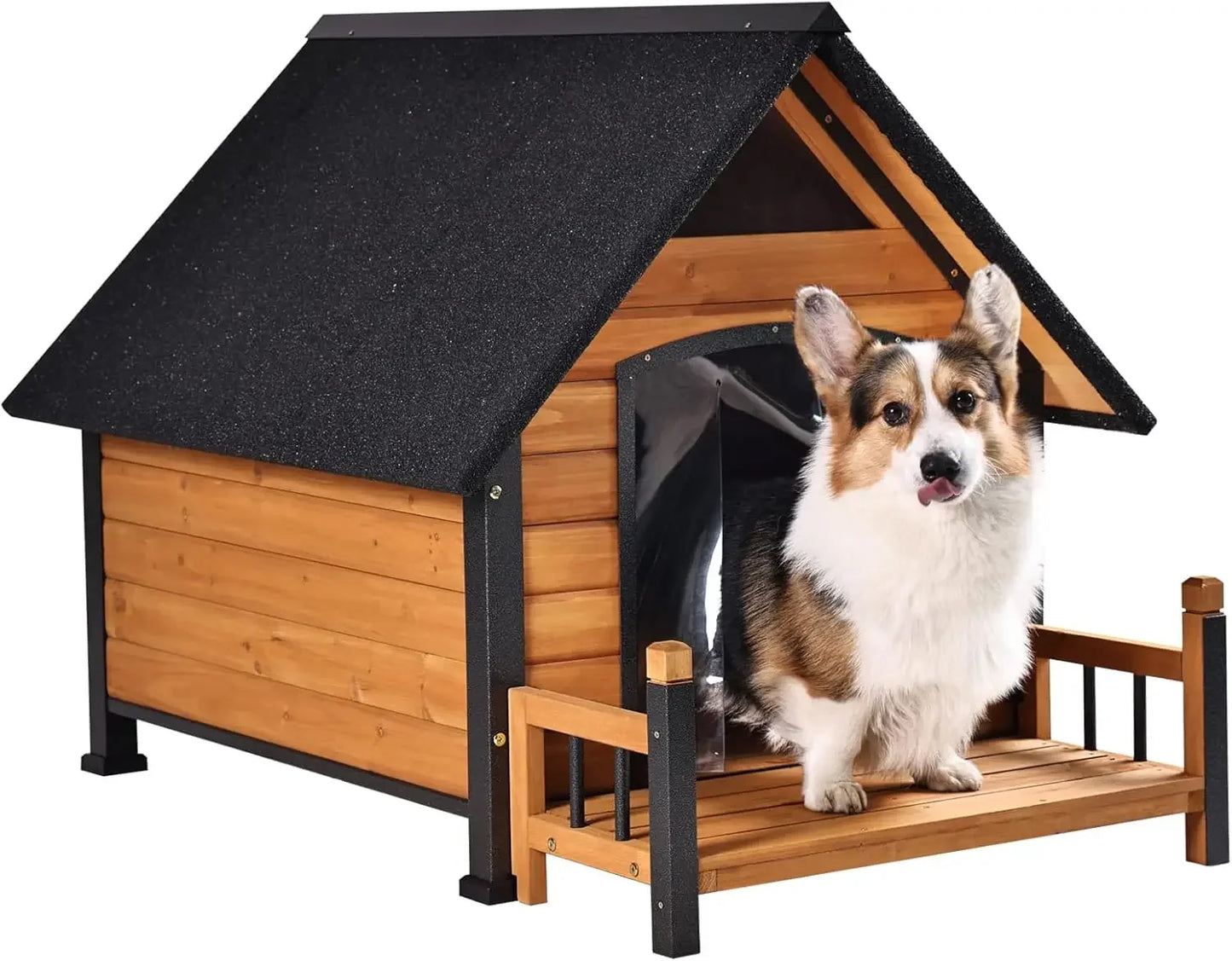 Outdoor Dog House 100% Insulated Dog Kennel with Liner for Winter, Thick Material - insulated liner, metal frame, Waterproof