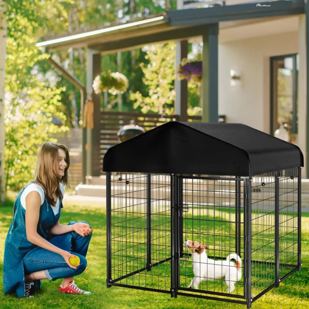 Outdoor Dog Kennel With Roof Heavy Duty Welded Wire Enclosure