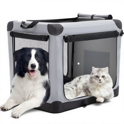 JHK 600D Oxford Fabric Foldable Soft Dog Crate Portable Pet Kennel with 3 Doors Use for Small to Extra Large Dogs Indoor