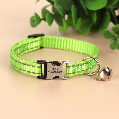 Free personalized kitten collar, engraved with pet dog's name, anti-lost, suitable for cats and small dogs, adjustable