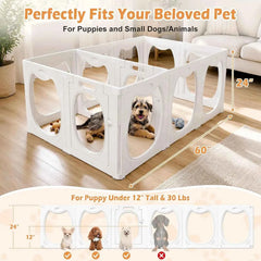 Clear Acrylic Dog Playpen, 12 Panels Indoor Puppy Fence for Small Pets