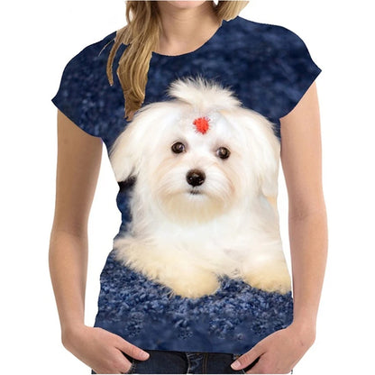 Jiangxi 3DPrintedYorkshireTerrierGraphic Tee For Women Summer Streetwear Harajuku Tops