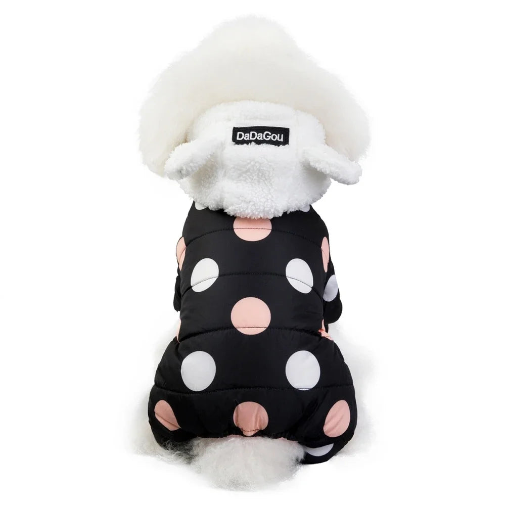 Winter Pet Hoodies Coat Cotton Clothes Dot Sweatshirt Super Warm Jumpsuit For Puppy Small Dogs Chihuahua Doggie Jacket Jumpsuit