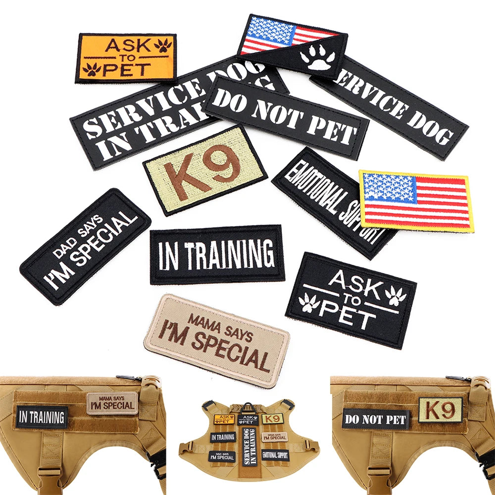 PETRAVELCN Tactical Dog Patch Bundle 12 Patches For ID Tags