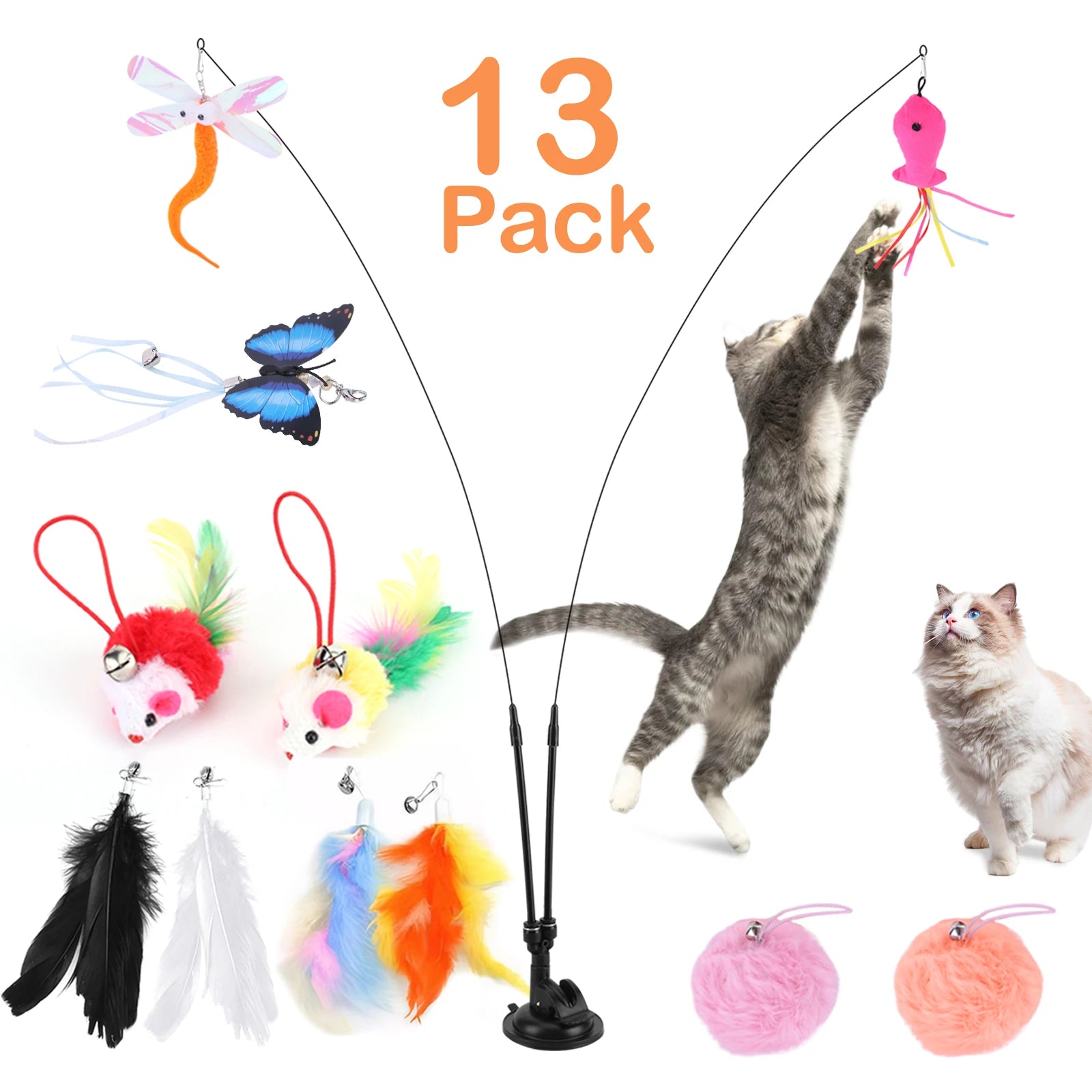Double Headed Interactive Cat Toy Replacement Head Set