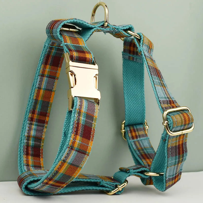 YTYINCN Personalized Dog Collar Leash Harness Bow Set