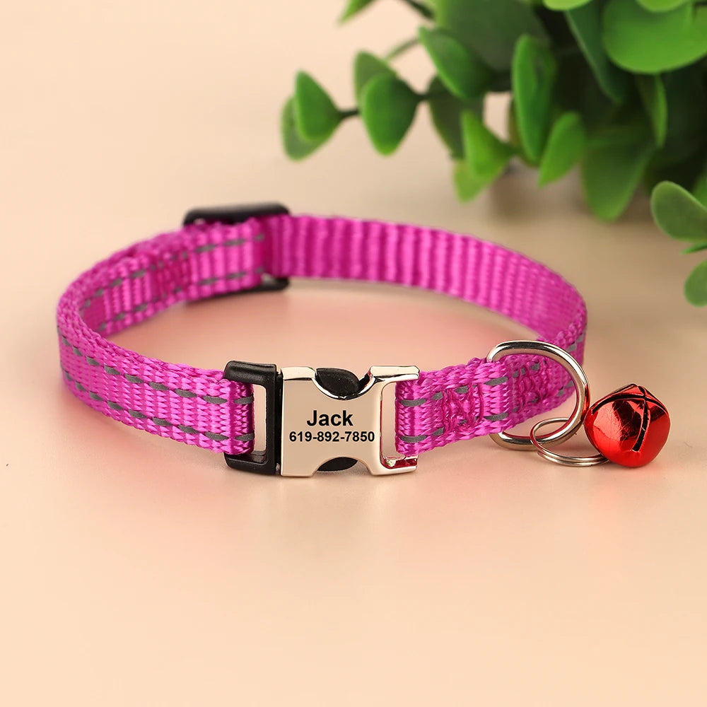 Free personalized kitten collar, engraved with pet dog's name, anti-lost, suitable for cats and small dogs, adjustable